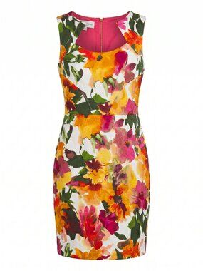 Donna Ricco Floral Jacquard Dress | Retro-inspired | Bright Print | Size 6